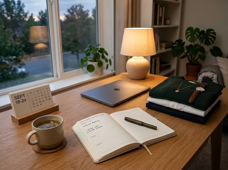 Self-Care Sunday Routine: A Simple Guide to Reset 5 Sunday evening planning scene